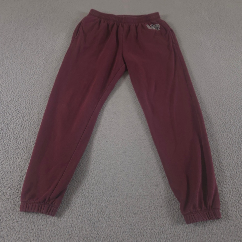 Gap Sweatpants Mens Small Burgundy Logo Joggers Tapered Leg Cotton Blend Fleece